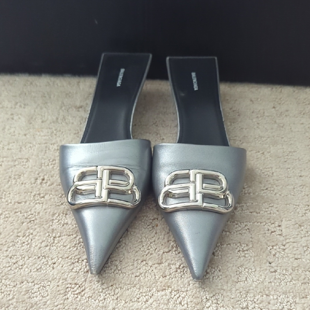 Balenciaga Silver Kitten Mules 37.5